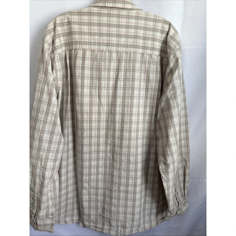 North Face Mens XXL Orange Gray Plaid Long Sleeve Button Down Shirt
